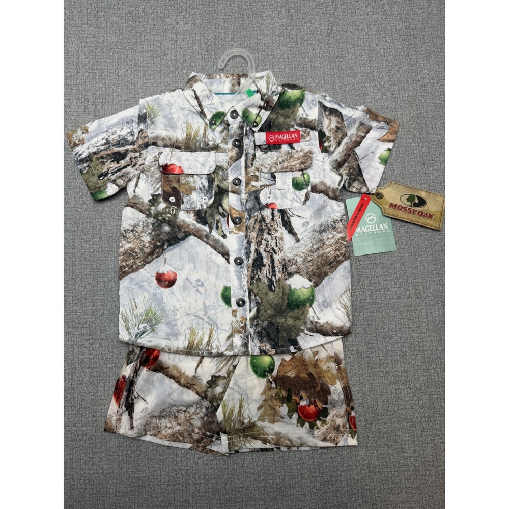 Magellan Outdoors Boys 3T Laguna Madre Holiday Snowdrift Set Shirt Shorts NWT